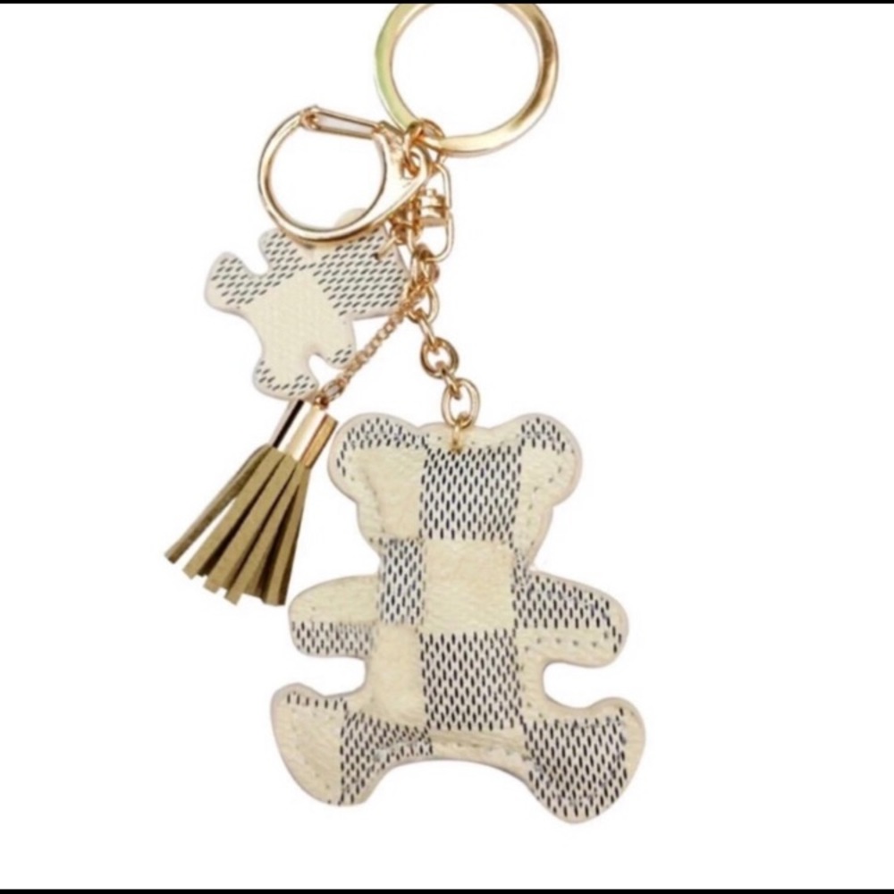 Tassel pu Leather Bear Keychain
